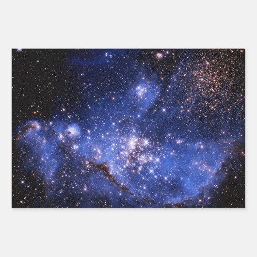 Blue Celestial Galaxy Stars Foto Geschenkpapier Set (Vorderseite)