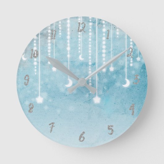 Blue Celestial Glow Moon Kinderzimmer Room Persona Runde Wanduhr (Vorderseite)