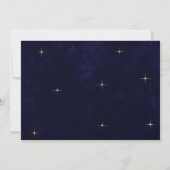 Blue Celestial Gold Moon Stars Wedding Save The Date (Rückseite)
