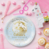 Blue Celestial Over the Moon and Stars Baby Shower Pappteller (Party)