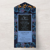 Blue Celestial Rose Wedding All In One Einladung (Innen Boden)