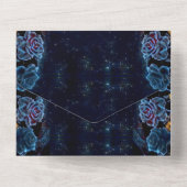Blue Celestial Rose Wedding All In One Einladung (Rückseite)