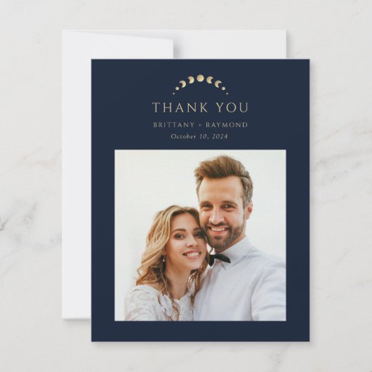 Blue Celestial Wedding Dankeschön Card Dankeskarte (Vorderseite)