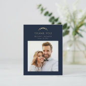 Blue Celestial Wedding Dankeschön Card Dankeskarte (Stehend Vorderseite)