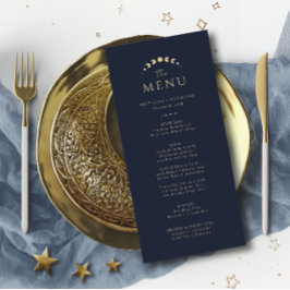 Blue Celestial Wedding Menu Menükarte