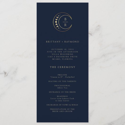 Blue Celestial Wedding Programm (Vorderseite)