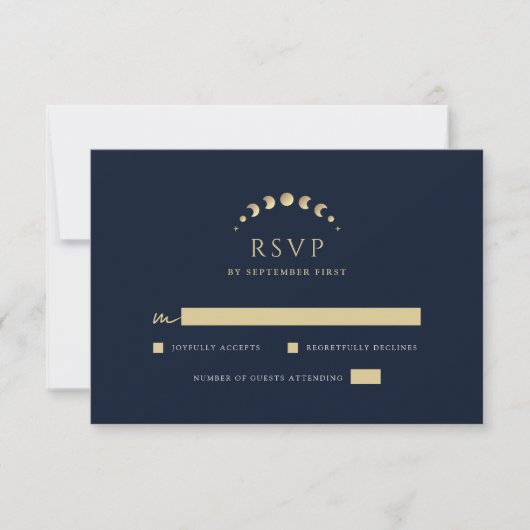 Blue Celestial Wedding RSVP Karte (Vorderseite)