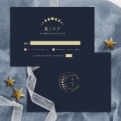 Blue Celestial Wedding RSVP Karte