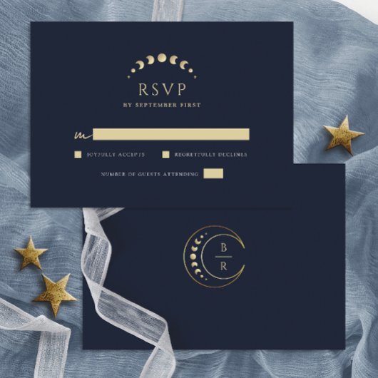 Blue Celestial Wedding RSVP Karte