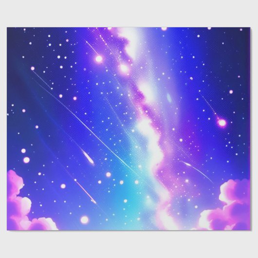 Blue Celestial Wonders Birthday Geschenkpapier (Flach)