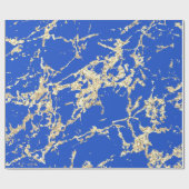 Blue Celestials Gold Marmor Schlaganfall Geschenk  Geschenkpapier (Flach)