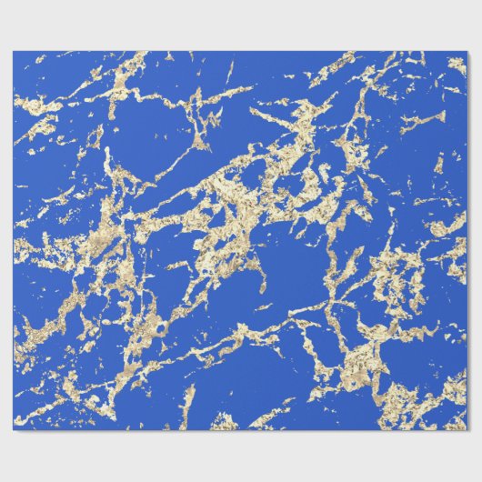 Blue Celestials Gold Marmor Schlaganfall Geschenk  Geschenkpapier (Flach)