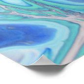 Blue Cells Navy Fluid Abstrakt Moderne Marmorkunst Poster (Ecke)