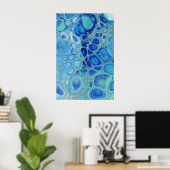 Blue Cells Navy Fluid Abstrakt Moderne Marmorkunst Poster (Heimbüro)