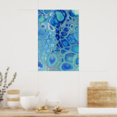 Blue Cells Navy Fluid Abstrakt Moderne Marmorkunst Poster (Küche)
