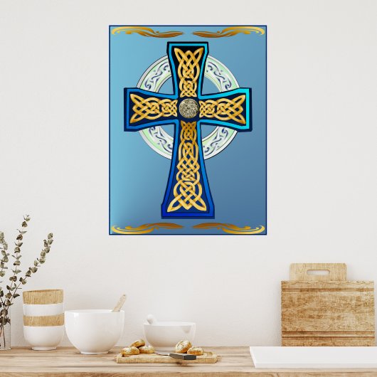 Blue Celtic Cross Poster (Küche)