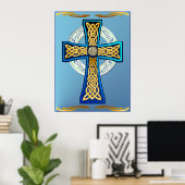 Blue Celtic Cross Poster (Heimbüro)