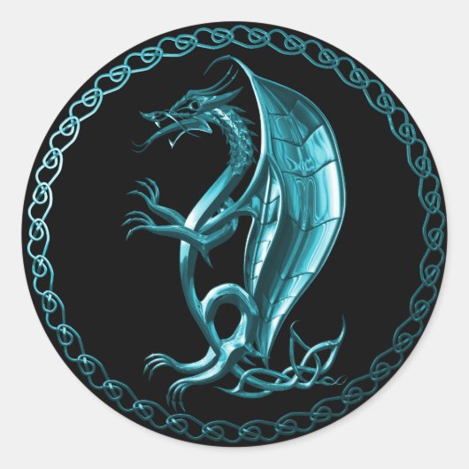 Blue Celtic Dragon Sticker (Vorderseite)