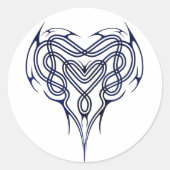 Blue Celtic Heart Runder Aufkleber (Vorderseite)