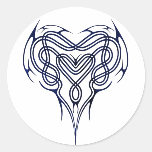 Blue Celtic Heart Runder Aufkleber (Vorderseite)