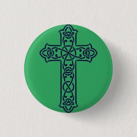 Blue Celtic High Cross Button (Vorderseite)