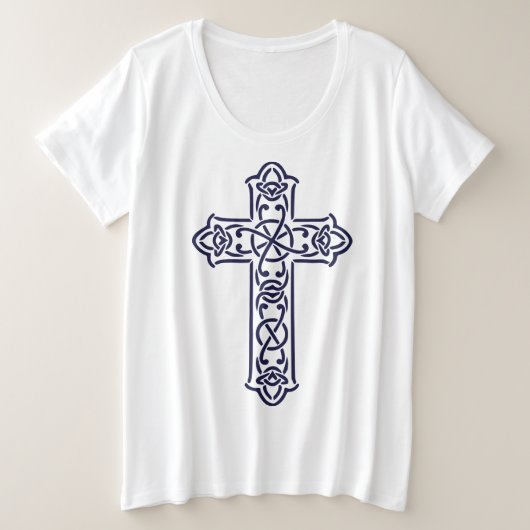 Blue Celtic High Cross Große Größe T-Shirt (Design vorne)