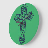 Blue Celtic High Cross Große Wanduhr (Winkel)