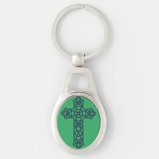 Blue Celtic High Cross Schlüsselanhänger (Vorderseite)