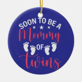 Blue Ceramic Soon to be Twin Mommy  Keramik Ornament (Vorne)