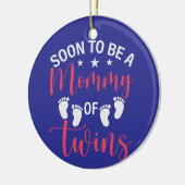 Blue Ceramic Soon to be Twin Mommy  Keramik Ornament (Links)