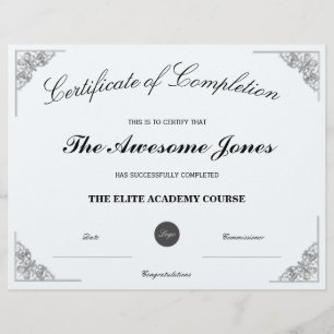 Blue Certificate of Completion mit benutzerdefinie