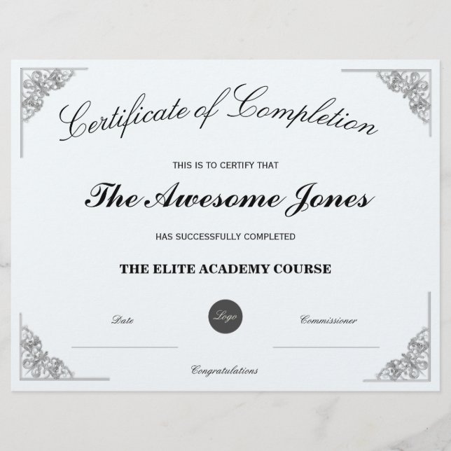 Blue Certificate of Completion mit benutzerdefinie (Vorderseite)