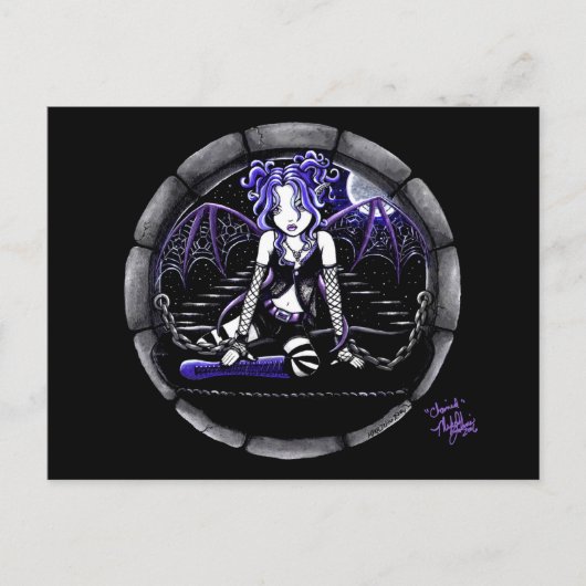 "Blue Chained Gothic Fairy Art Postcard" Postkarte (Vorderseite)