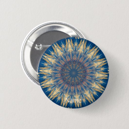 Blue Chakra Kaleidoskop Thunder_Cove Button (Vorne & Hinten)