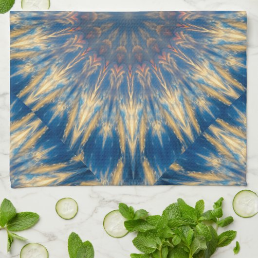 Blue Chakra Kaleidoskop Thunder_Cove Geschirrtuch (Gefaltet)