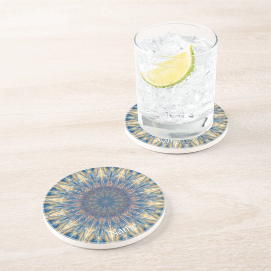 Blue Chakra Kaleidoskop Thunder_Cove Getränkeuntersetzer (Seite)