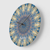Blue Chakra Kaleidoskop Thunder_Cove Große Wanduhr (Winkel)