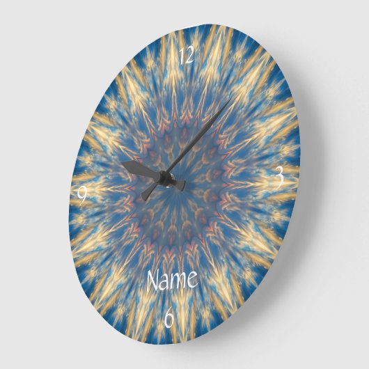 Blue Chakra Kaleidoskop Thunder_Cove Große Wanduhr (Winkel)