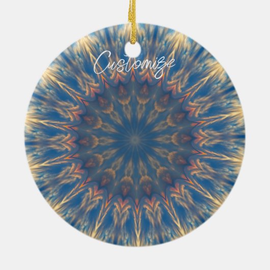 Blue Chakra Kaleidoskop Thunder_Cove Keramik Ornament (Hinten)