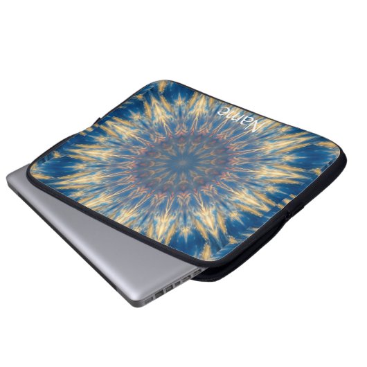 Blue Chakra Kaleidoskop Thunder_Cove Laptopschutzhülle (Vorne Knopf)