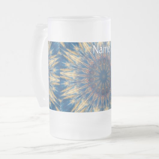 Blue Chakra Kaleidoskop Thunder_Cove Mattglas Bierglas (Vorderseite Links)