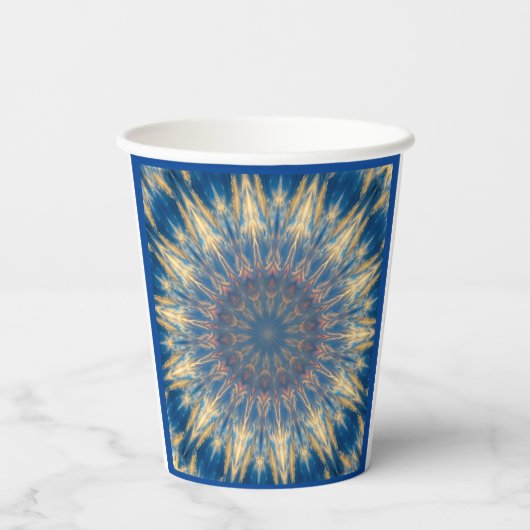Blue Chakra Kaleidoskop Thunder_Cove Pappbecher (Rückseite)