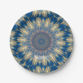 Blue Chakra Kaleidoskop Thunder_Cove Pappteller (Vorderseite)
