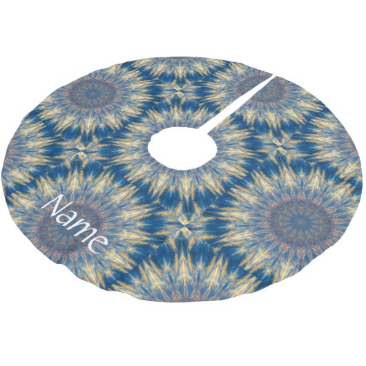 Blue Chakra Kaleidoskop Thunder_Cove Polyester Weihnachtsbaumdecke (Schrägansicht)