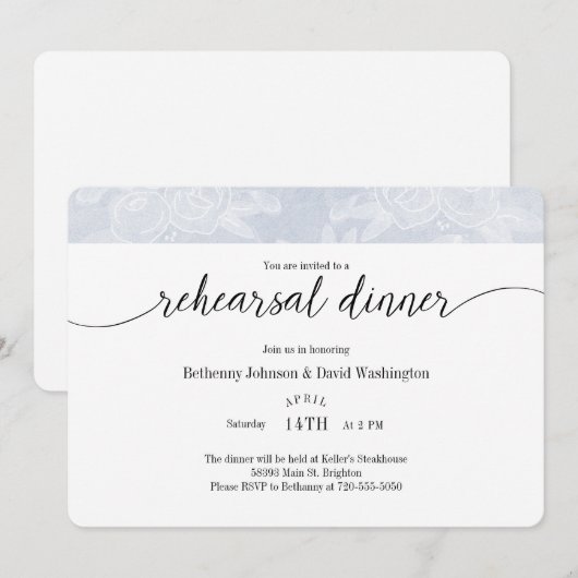 Blue Chalk Probe Dinner Einladung (Vorne/Hinten)