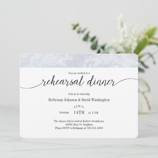 Blue Chalk Probe Dinner Einladung (Stehend Vorderseite)