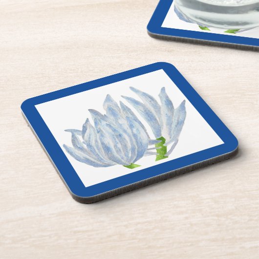 Blue Chalk Sticks auf einem Untersetzer-Set Getränkeuntersetzer (Linke Seite)