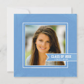 Blue Chalkboard Abschluss Einladung mit Foto (Rückseite)