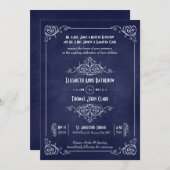 Blue Chalkboard Art Deco Hochzeiten Einladungen (Vorne/Hinten)