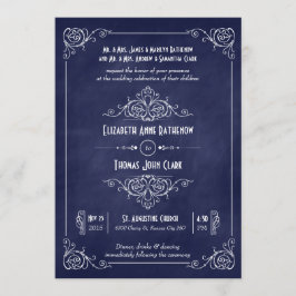 Blue Chalkboard Art Deco Hochzeiten Einladungen